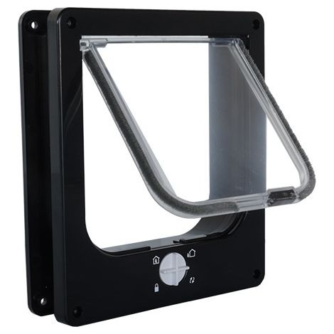 Puerta para gatos 19x22x5,5 cm - Negra - 4 posiciones de cierre