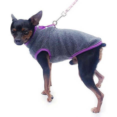 Ensemble de 2 vêtements chauds d'hiver pour chien et chiot : pull polaire, veste et manteau gris foncé (1/5)