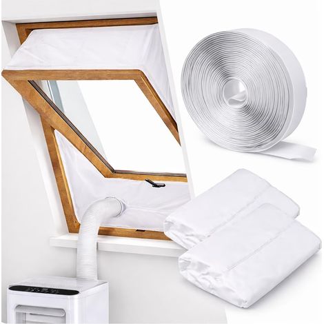 Joint d'étanchéité pour climatiseur de fenêtre mobile (190 cm x 2) - Joint d'étanchéité pour climatiseurs de fenêtre à simple et double tuyau - fixation par velcro (1/5)