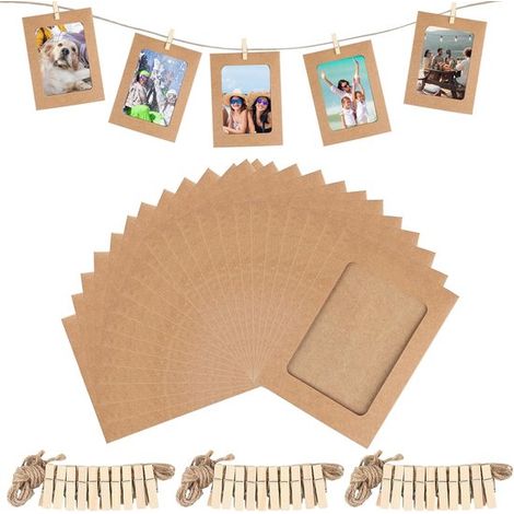 Marcos de fotos de papel，30 unidades，15,2 x 11,5 cm，Guirnalda de fotos，Marcos de fotos de cartón，Ideales para exhibir postales (1/5)