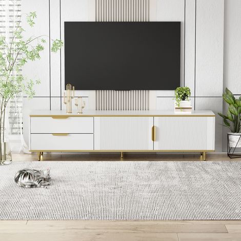 credenza mobile tv 170 cm con cassetti bianco oro OKMYHOME (1/5)