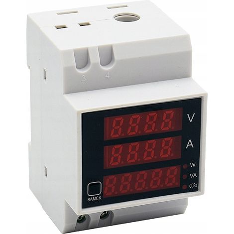 Medidor digital de corriente, voltaje, potencia y energ铆a para riel DIN 0-100A