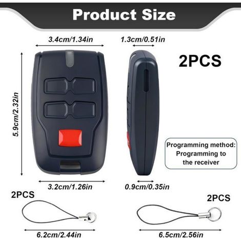 Télécommande Porte Garage - 433,92 MHz - Compatible Mitto 4 B RCB04 RCB02 R1 Ghibli Kleio TRC2 - 2 Pièces (1/5)