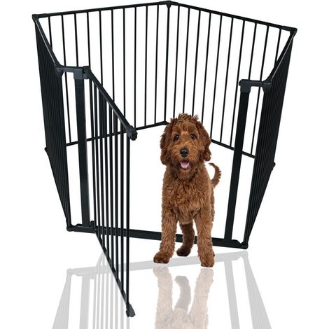 Bettacare Pet Pen, Pentagon, Black, 70cm High, 5 Panels, 1x72cm Door Panel and 4x72cm Side Panels, Dog Pen for Pets and Puppies (1/5)