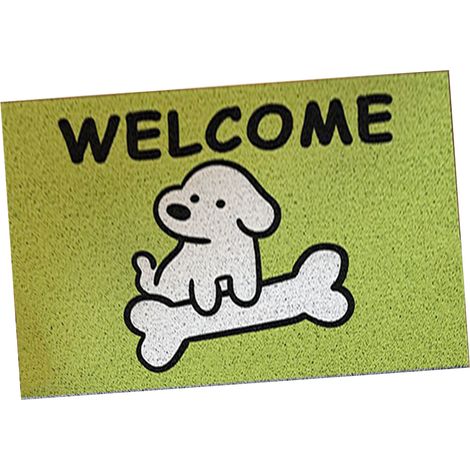 Tapis de porte motif chien mignon, antidérapant et anti-boue, vert, 40 x 60 cm