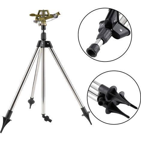 Arroseur de jardin en acier inoxydable avec insert au sol et embout en zinc pour pelouse et cour. (1/5)
