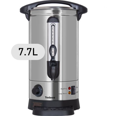 Todeco Distributeur de Boissons Chaudes 7,7L, 1500W, Marmite à Vin Chaud en Inox avec bac récupérateur, robinet, Thermostat, Réglage de la Température 30-110°C (1/5)