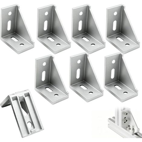 Lot de 8 équerres en aluminium - 40 x 80 mm - Profilé d'angle en aluminium - Connecteur d'angle à 90° - Plaque de connexion pour profilé en aluminium (1/5)