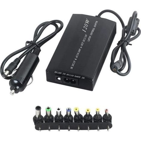 Chargeur Universel pour PC portables, 120W Power Adapter pour Voiture pour Samsung, Sony, Toshiba, Acer, BenQ, Lenovo, Compaq, Dell,