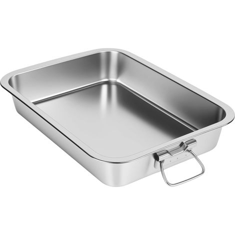 Plaque de cuisson en acier inoxydable avec poignées - Rectangulaire - Pour lasagnes, passe au lave-vaisselle (40 cm)