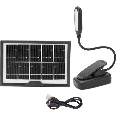 Clip sur la Lampe de Livre, Lampe à Pince Rechargeable Solaire à Base Plate 5V pour un Usage Domestique (1/5)