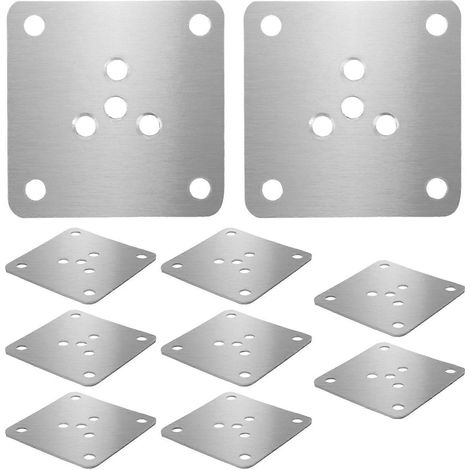 Lot de 10 plaques de fixation pour pieds de meubles : plaque de réparation à vis en métal de 2,36 x 2,36 pouces, compatible avec les tables, les canapés, les lits - quincaillerie de fixation plate pou (1/5)
