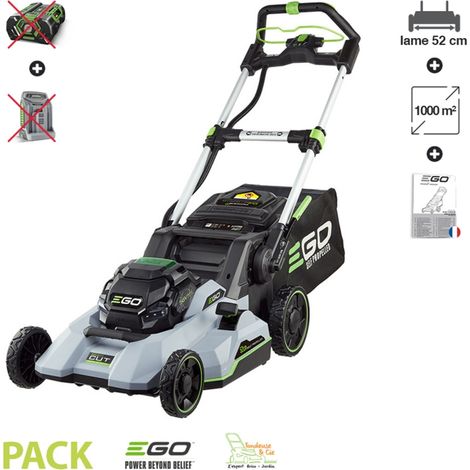 Ego Power+ – Tondeuse à batterie 52 cm – Moteur brushless 56 V – Largeur de coupe 52 cm – Éjection arrière – Bac de collecte grande capacité