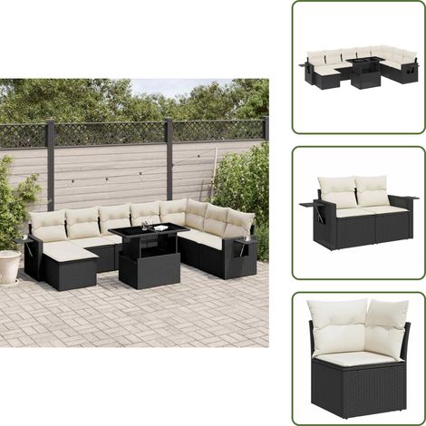 8-tlg. Garten-Sofagarnitur mit Kissen Schwarz Poly Rattan - Gartenmöbel Set - PE-Rattan Möbel - Outdoor Lounge - Gartenlounge - Terrassenmöbel (1/5)