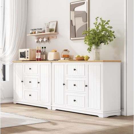 Buffet enfilade 126 cm 3 tiroirs MDF blanc OKMYHOME (1/5)