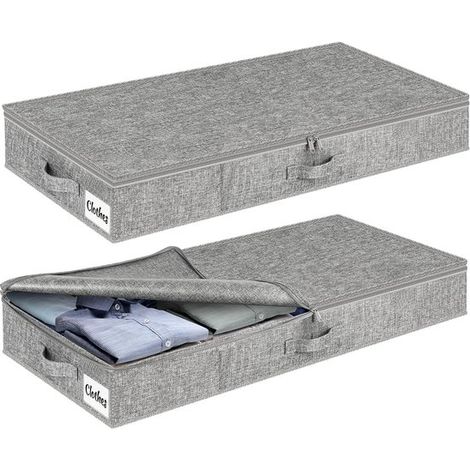 Contenitore sottoletto con coperchio, alto 13 cm, composto da 2 pezzi, con 3 maniglie e cerniera. (1/5)