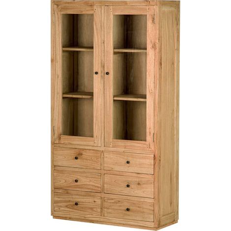 Armoire en bois mindi et verre marron 100 x 40 x 185 cm (1/2)