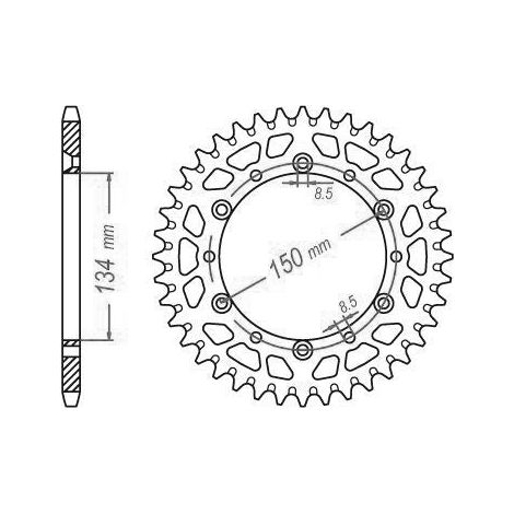 Couronne Alu TT Kawasaki Verte - 520 - 49 Dents - Similaire JTA460 - Made in Germany (1/5)