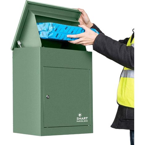 SMART PARCEL BOX™ Wand-Paketkasten Paketbox Paketbriefkasten Postkaten, Entnahme vorne, Grün