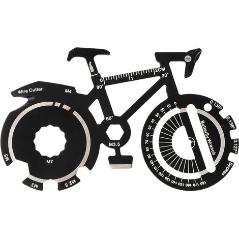 Apribottiglie per birra, apribottiglie per bicicletta, kit di riparazione multifunzionale per bicicletta, strumento multifunzionale per esterni con cacciavite, piccolo coltello, goniometro, decorazion
