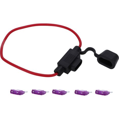 Porte-fusible en ligne petit format 5 pièces, 5 fusibles à lames ATC/ATO pour voiture, bateau, camping-car (fusible à lames 3A)