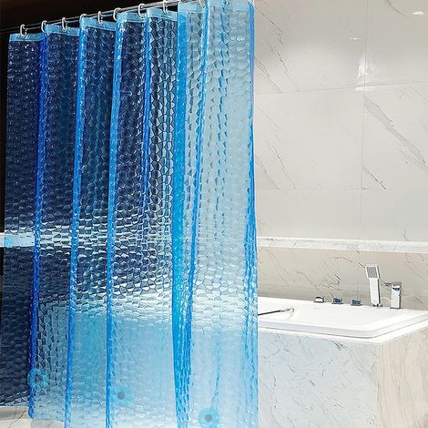 Rideau de douche résistant à l'eau et à l'eau douce, Rideau de bain antibactérien, 120x180cm, bleu, polyvalent et pratique (1/5)