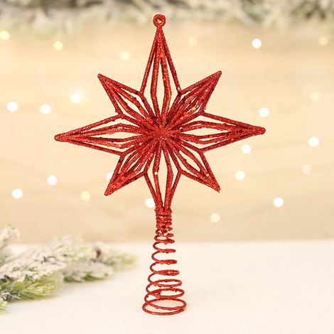 Angel - Christmas Tree Topper - Fabric Dress With Wings - 30x18x15 cm - Gold Red - 1 Piece (1/5)