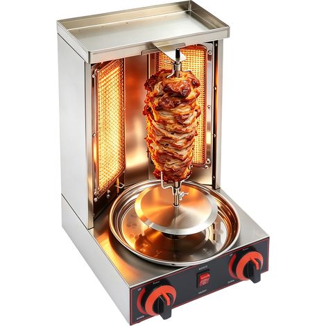 3000W Machine À Grill Shawarma À Gaz, Machine À Kebab Vertical avec Bouton De Contrôle De Température, Rotation À 360°, Rôtissoire en Acier Inoxydable pour Usage Commercial Et Domestique (1/5)