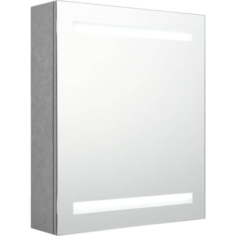 Maison Exclusive - Armadietto Bagno con Specchio e LED Grigio Cemento 50x14x60 cm (1/5)