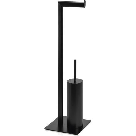 Dérouleur Papier Toilette + Brosse WC en Métal Noir Mat (1/2)