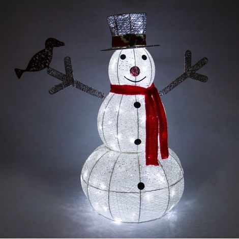 MonsterShop - Pupazzo di Neve Luminoso Decorazione da Esterno per la Casa Luci LED Pupazzo di Natale per Giardino - Bianco