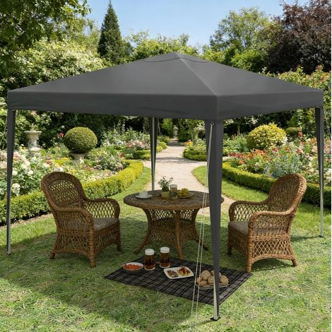 Gartenpavillon 3x3 m höhenverstellbar klappbar Anthrazit OKMYHOME (1/5)