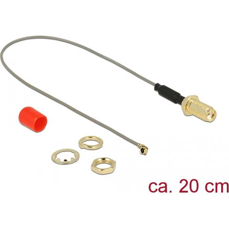 Delock Antena Cable SMA mampara hembra nÃºcleo de ferrita  MHF / U.FL-LP-068 macho compatible 1.13 20 cm longitud de hilo 10 mm