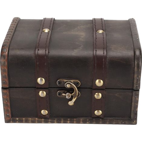 Wooden Treasure Box, Jewelry Storage Chest for Necklaces and Earrings, Elegant Vintage Collection, Old Gray (1/5)