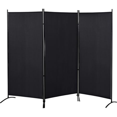 Paravent brise-vue séparateur de pièce CINDY noir (1/5)