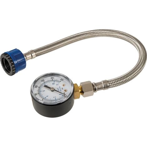 Manomètre pour conduites d'eau 0 - 11 bar (0 - 160 psi) – Tuyau tressé acier inoxydable 300mm – Raccord 3/4' – 482913 (1/5)