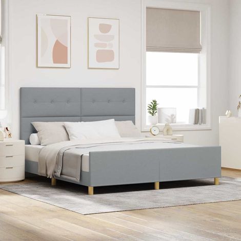 Estructura de cama con cabecera Gris claro 180 x 200 cm tela (1/5)