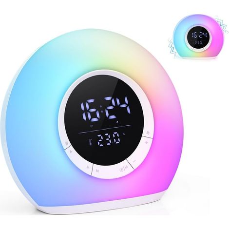 Réveil lumineux réglable avec effets RVB, haut-parleur et alarme (1/5)