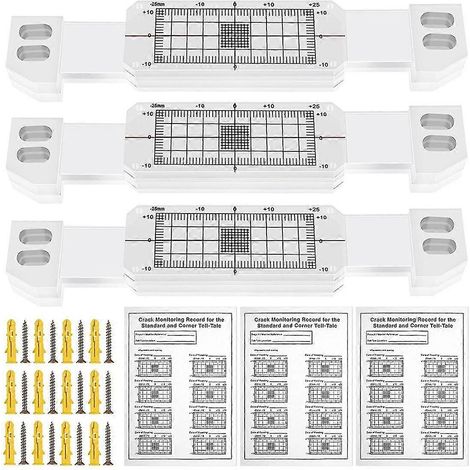 Lot de 3 dispositifs de surveillance des fissures, indicateur d'angle en acrylique, instrument de mesure (1/5)