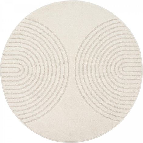 Tapis rond DEMILU ∅ 120 cm Crème Tapis facile d'entretien idéal pour la chambre