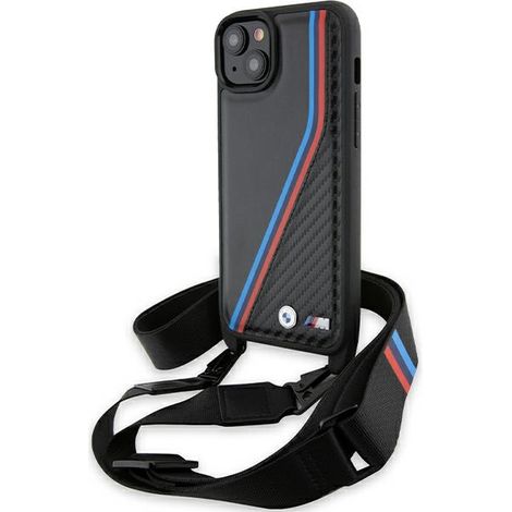 Hülle für iPhone 15 BMW M Edition Carbon Tricolor Linien & Riemen (1/5)