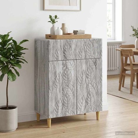 Buffet vintage 2 portes, tiroir et étagères en bois d’ingénierie Sonoma gris 66 x 34,5 x 90 cm - PANGIVO (1/5)
