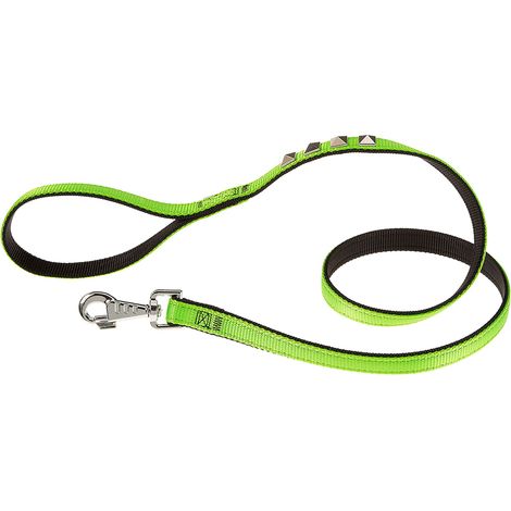 Ferplast DUAL PYRAMIDS G Guinzaglio per cani in nylon con borchie, unica misura, tre colori.. Variante  - Misure: 20 mm x L 120 cm - Verde acido