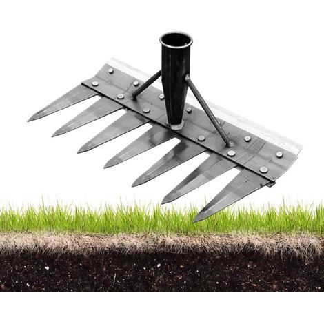 Outil 2-en-1 Jardinage – Désherbeur Manuel Double Face avec Râteau Amovible 7 Dents, Polyvalent pour Pelouse et Jardin (1/5)