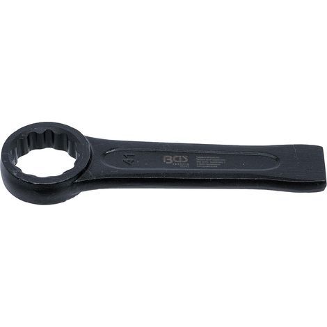 1 - Clé annulaire de percussion - Acier chrome-vanadium - Embout douze pans 41 mm - Outil forgé à chaud pour serrage industriel - Noir - 230 mm (1/2)