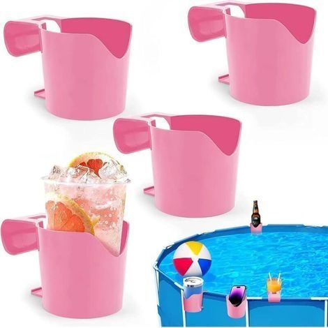4 Pièces Rose Porte-Gobelets pour Piscines WISIRENT, Porte-Gobelet Détachable Porte-Gobelets de Piscine en Plastique, Multifonctionnel Accessoires Piscine Hors Sol Porte-Gobelet pour Les Fêtes d'Été (1/5)