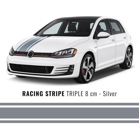 Stripes Strisce Adesive per Auto 3 Fili - Dimensione: 80 MM - Colore: SILVER