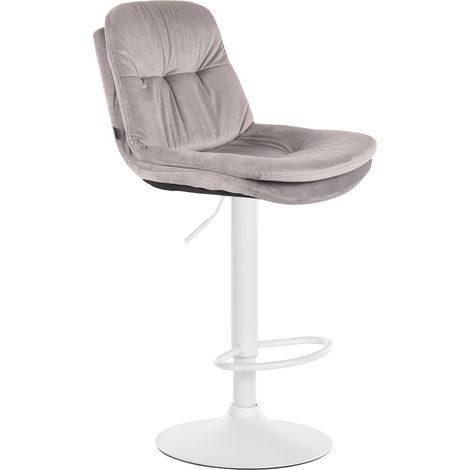 Barhocker Laurel Samt grau Metall matt weiss (1/5)