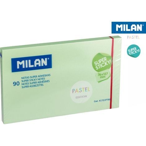 Notes autocollantes Milan super collantes vert pastel 127 x 76, 90 pièces