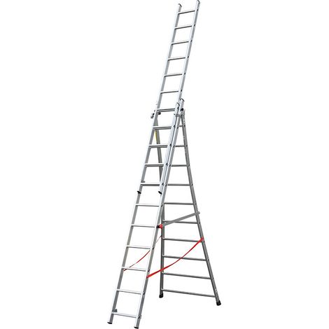 Hailo – Échelle articulée transformable 3 plans 11 échelons 6,5m/7,3m – Aluminium léger – Norme EN 131 – Pour travaux en hauteur